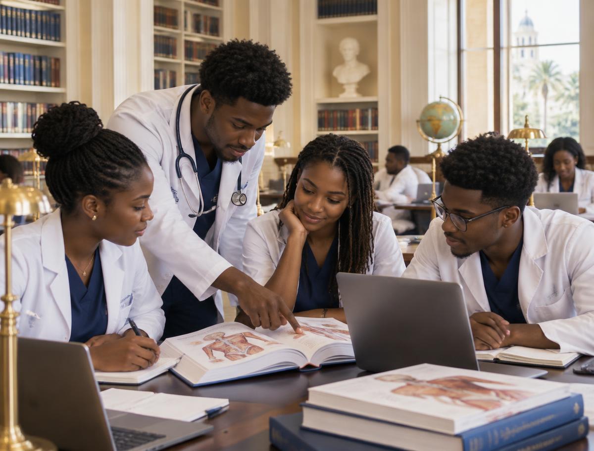 Haitian medical students studying together